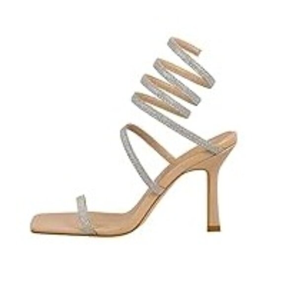 Open Square Toe Stiletto - Silver/Giltter Nude/Silver size 6 prom, weddings - Picture 1 of 5